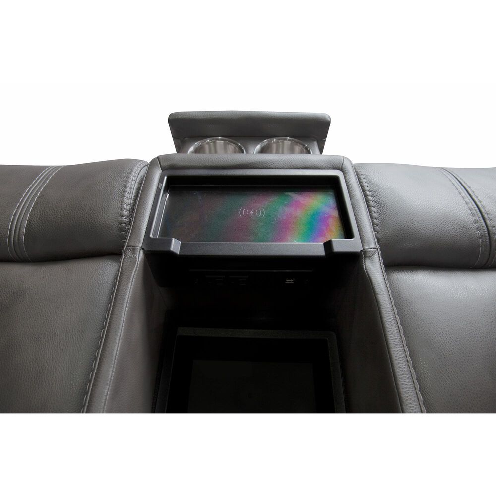 MotoMotion Zion 6-Piece Power Reclining Curved Sectional with Power Headrest in Rainier Steel, , large