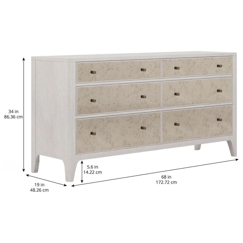 Vantage Mezzanine Mirrored 6 Drawer Dresser and Mirror in Dove Gray, , large