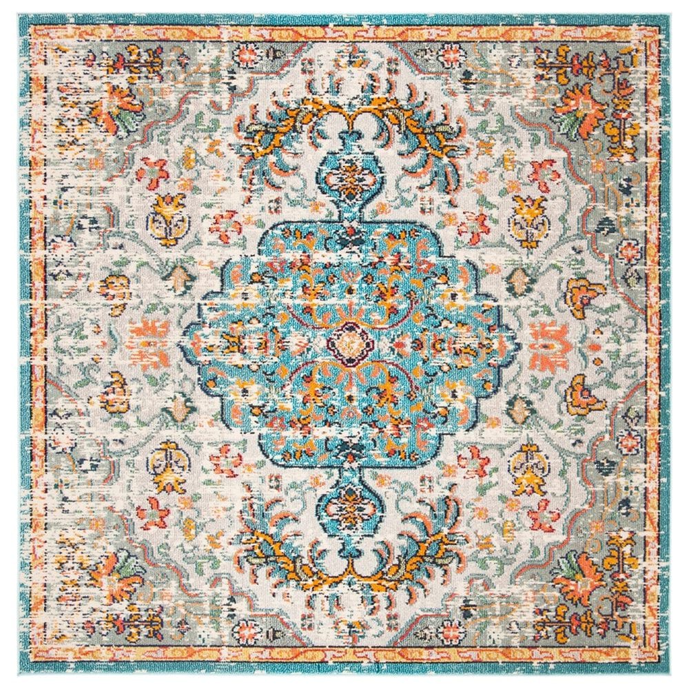 Safavieh Madison MAD447F 5" Square Grey and Light Blue Area Rug, , large
