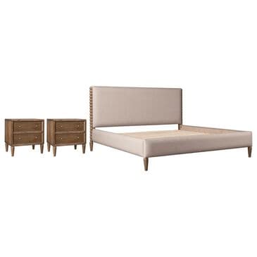 Urban Home Langley Queen Upholstered Panel Bed with Two Nightstands in Autumn Forest, , large