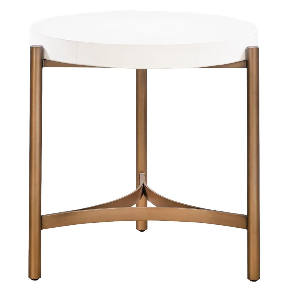 Urban Home Lyon Round End Table in Ivory and Brushed Bronze, , large