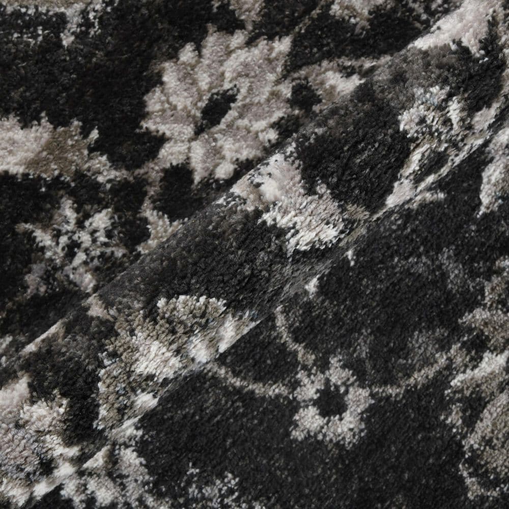 Amer Rugs Alexandria 6&#39;7&quot; Round Black and Ivory Area Rug, , large
