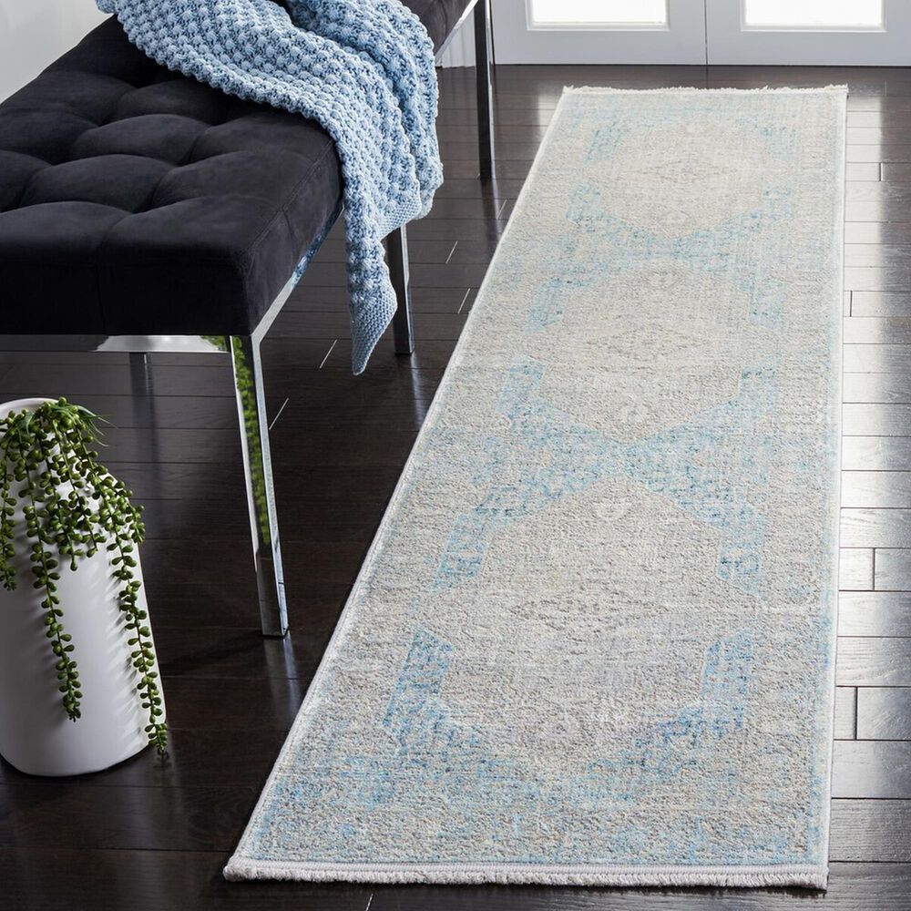 Safavieh Dream 2&#39; x 8&#39; Grey and Aqua Runner, , large
