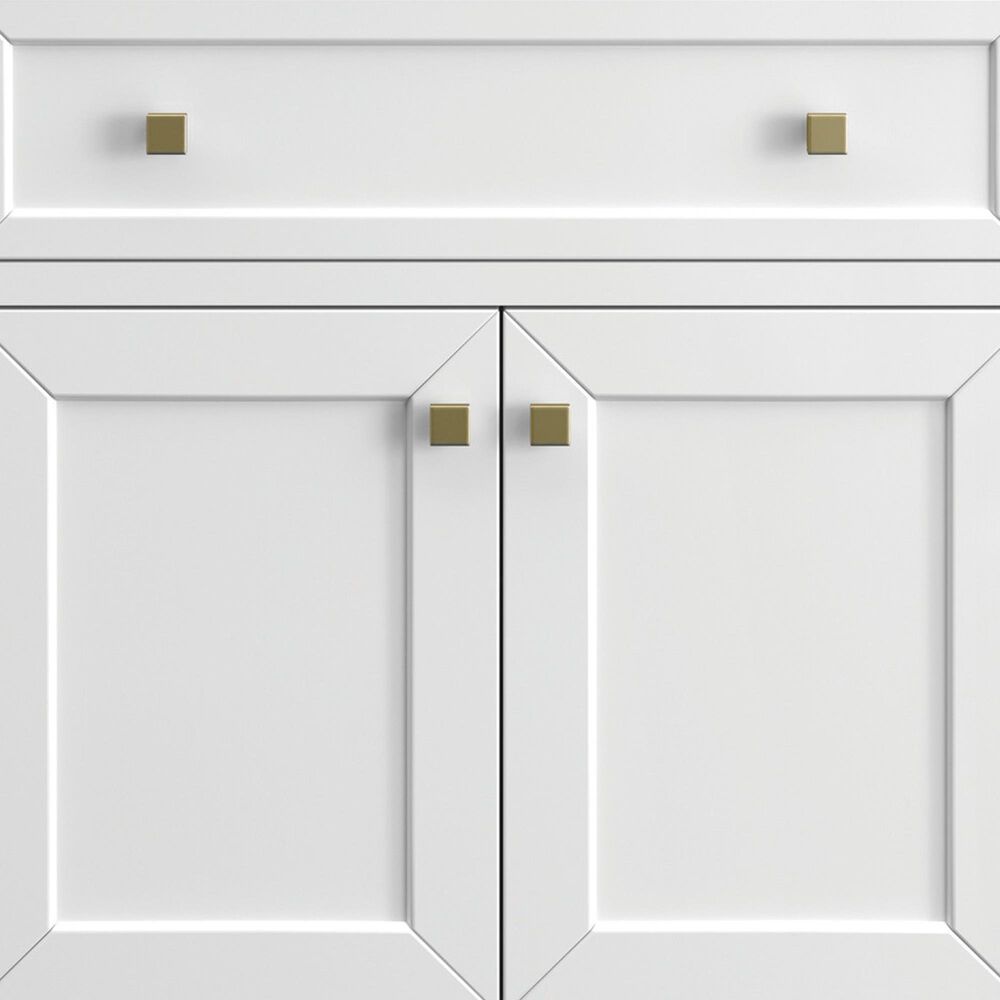 James Martin Vanities Chicago 30&quot; Single Bathroom Vanity in Glossy White with Single Hole 3 cm White Zeus Quartz Top and Rectangular Sink, , large