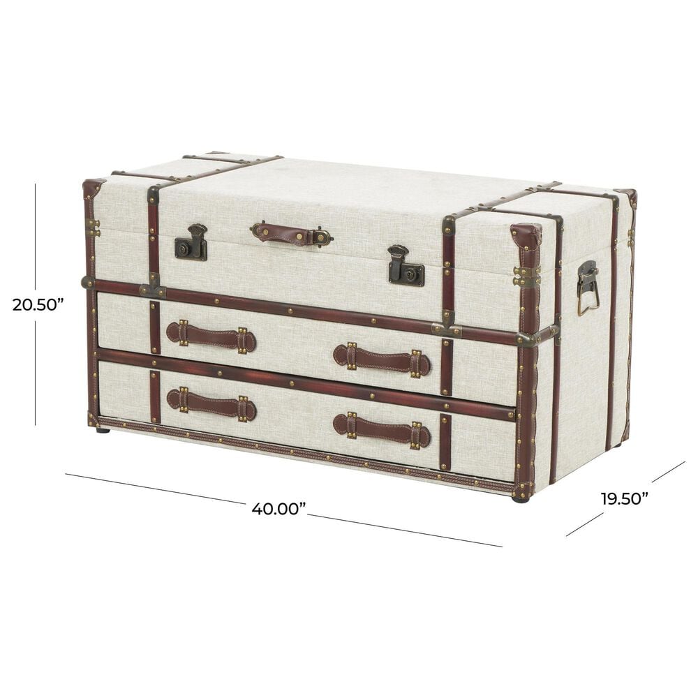 Maple and Jade 2-Drawer Coffee Table in Cream and Brown, , large
