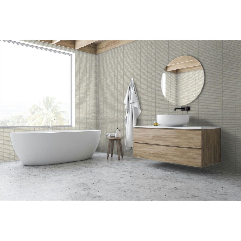 Emser Jargon Ivory 1" x 4" Stacked on 12" x 12" Honed Porcelain Mosaic Sheet, , large