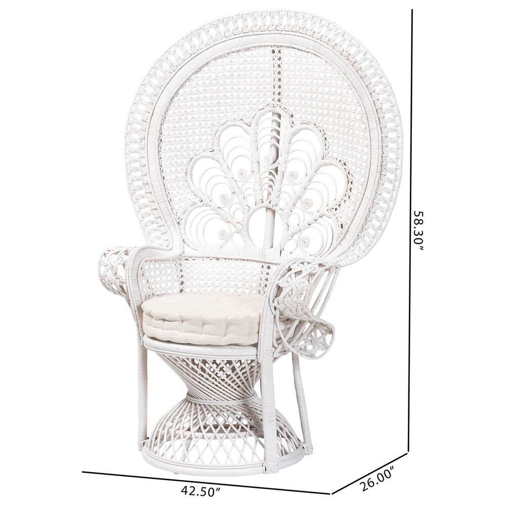 Baxton Studio Ediva Patio Accent Chair in White, , large
