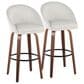 LumiSource Matisse 30" Swivel Barstool with Cream Fabric Upholstery in Walnut and Black (Set of 2), , large