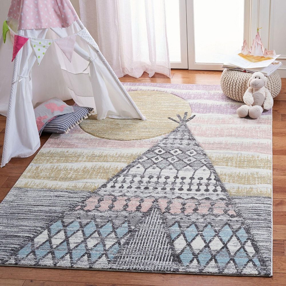 Safavieh Carousel Outer Space 5&#39;3&quot; x 7&#39;6&quot; Grey and Pink Kids  Area Rug, , large