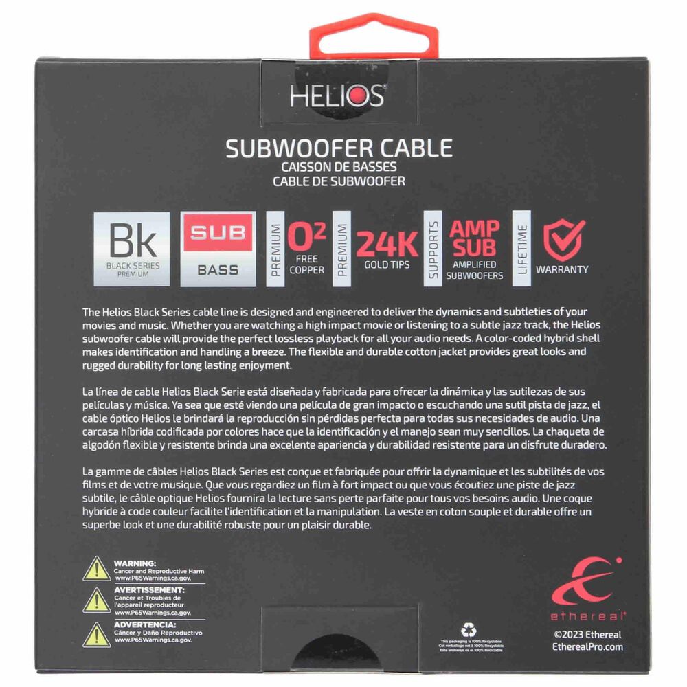 Helios 3-Piece 4 Outlet Surge Protector and 50' 16-Gauge Speaker Wire with Black Series 6' Subwoofer Cable in Black, , large