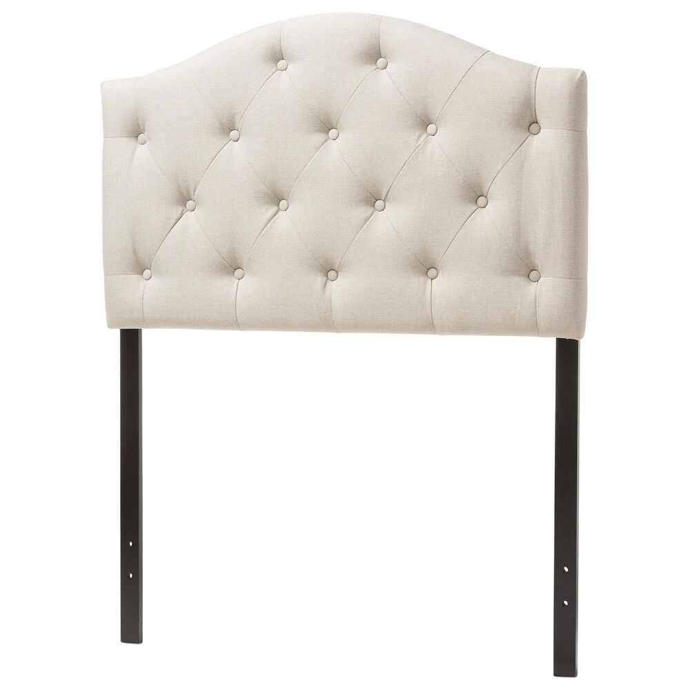 Baxton Studio Myra Twin Upholstered Panel Headboard in Light Beige, , large