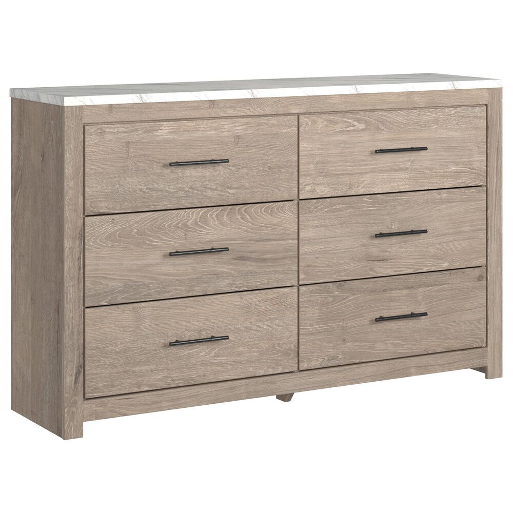 Ashley Senniberg 6 Drawer Dresser in Light Brown and White, , large