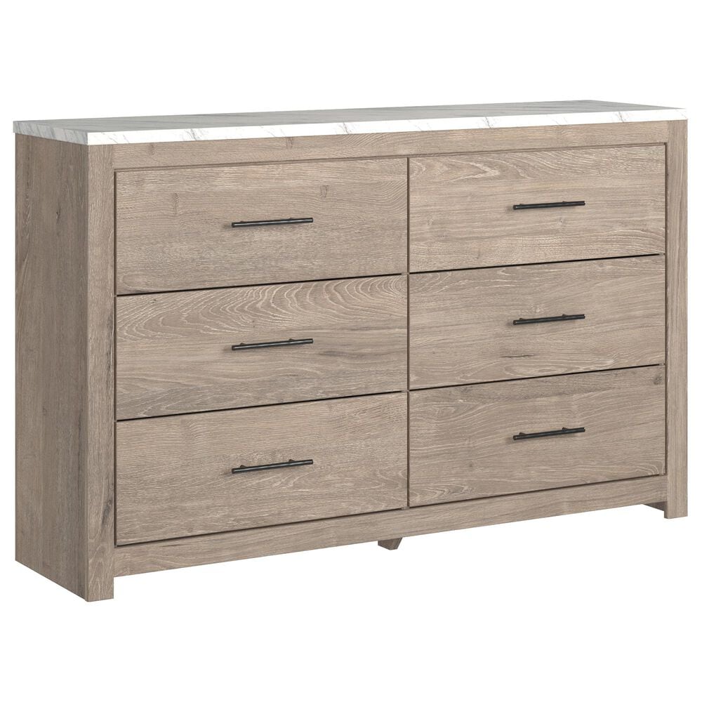 Signature Design by Ashley Senniberg 6 Drawer Dresser in Light Brown and White, , large