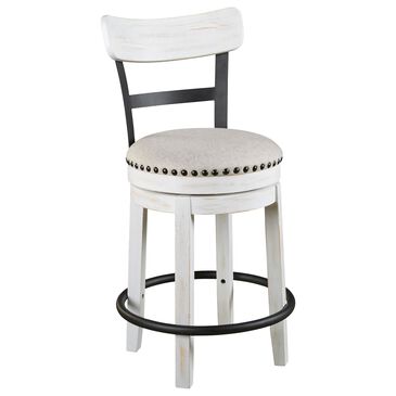 Signature Design by Ashley Valebeck Swivel Counter Height Stool in White and Black, , large