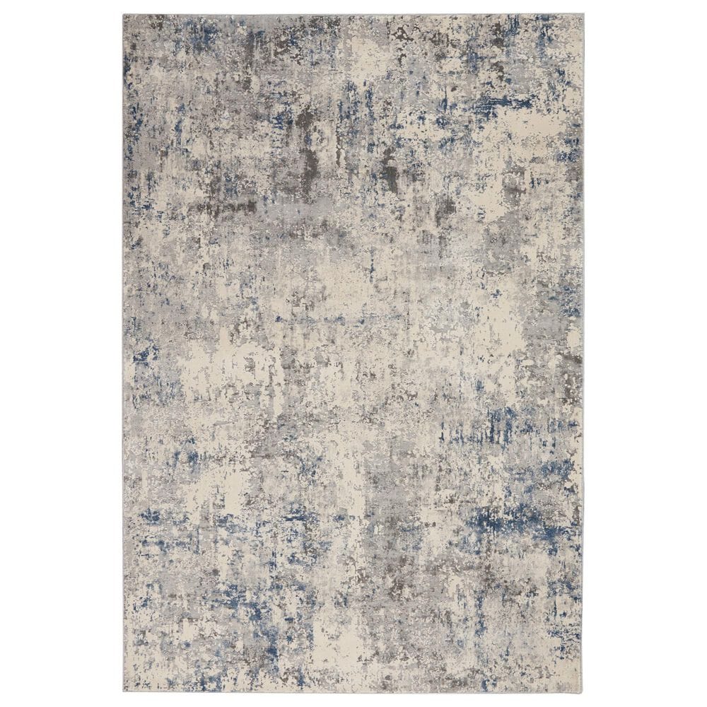 Nourison Rustic Textures Ivory, Grey and Slate Blue 6" x 9" Area Rug, , large