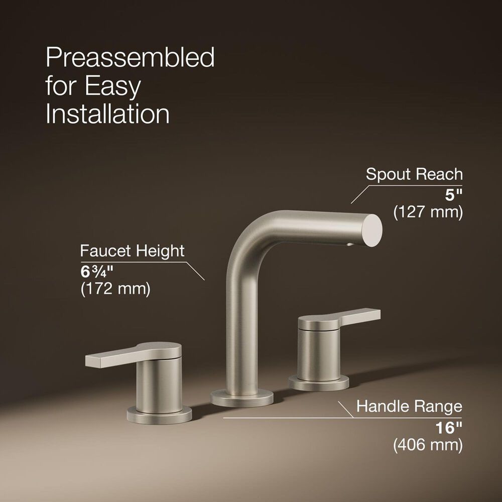 Kohler Elate Widespread Bathroom Sink Faucet in Vibrant Brushed Nickel, , large