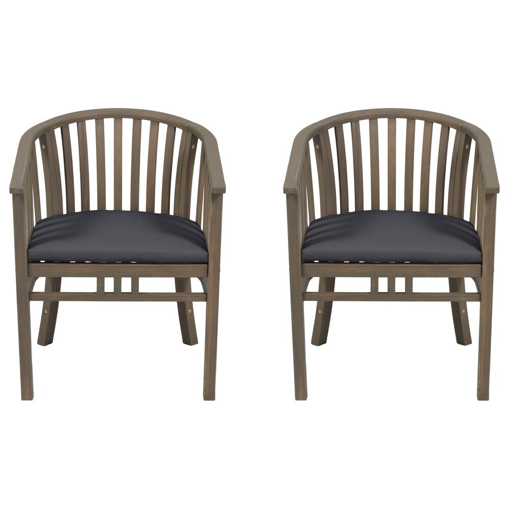 Hearth and Haven Outdoor Wooden Dining Chairs with Grey Frame in Dark Grey (Set of 2), , large