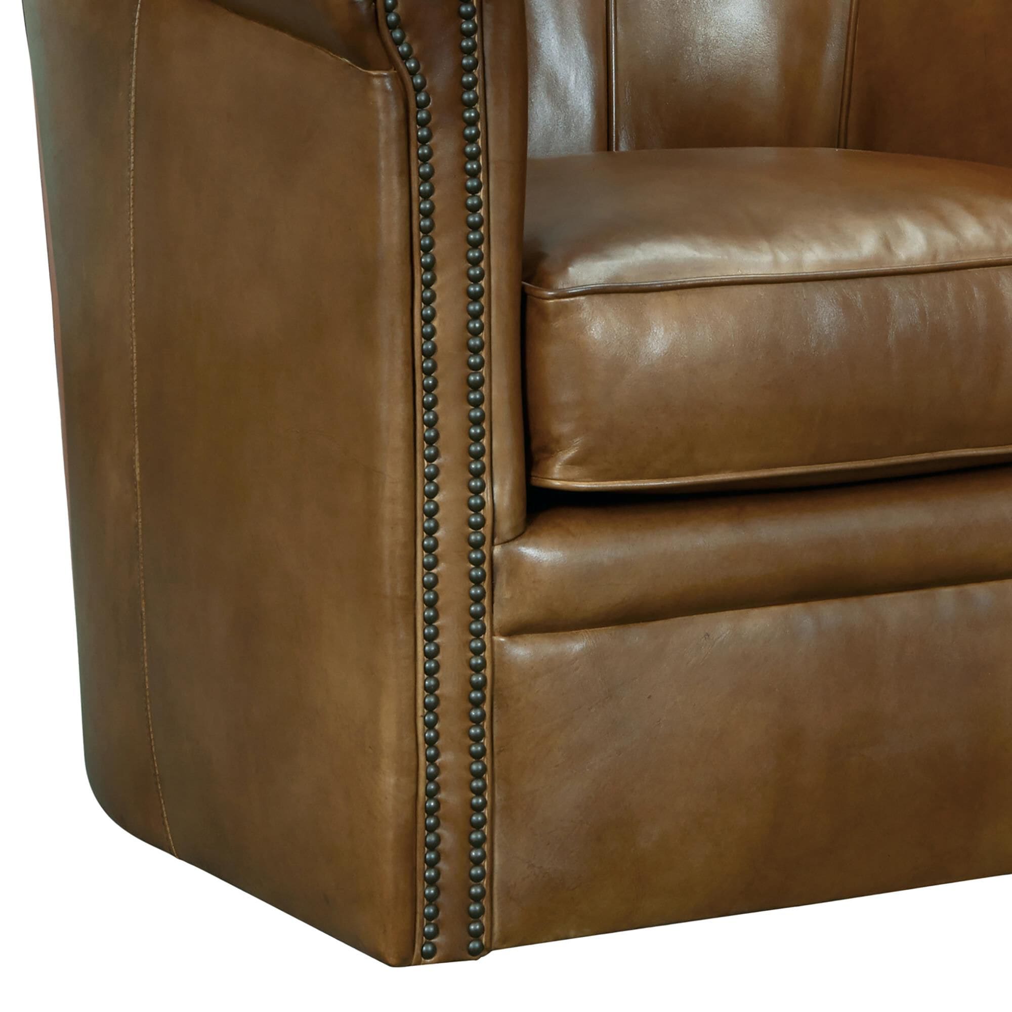 Hooker Furniture Axton Leather Club Swivel Chair in Brown NFM