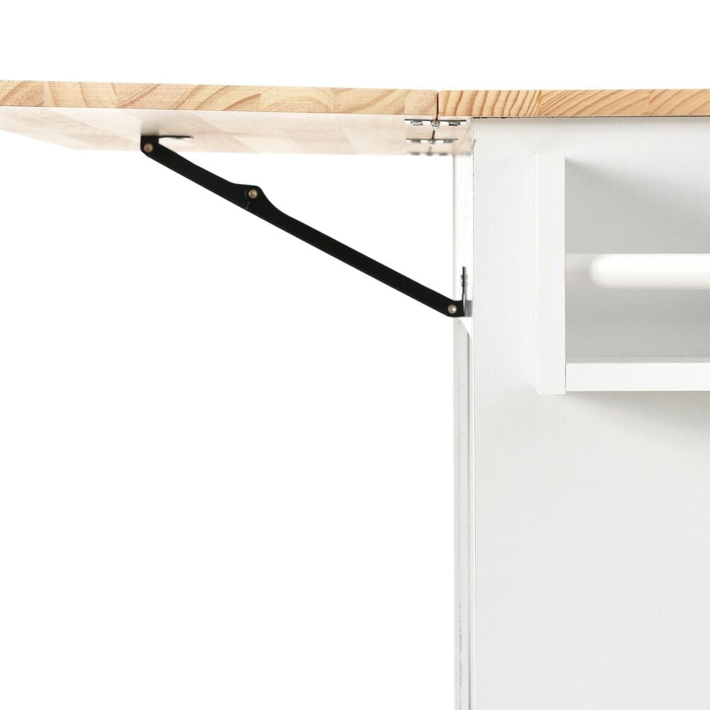 HOMLUX 53" Rolling Mobile Kitchen Island with Solid Wood Top and Locking Wheels in White, , large