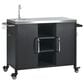 HOMLUX 55.5" Outdoor Kitchen Island with Sink in Black and Stainless Steel, , large