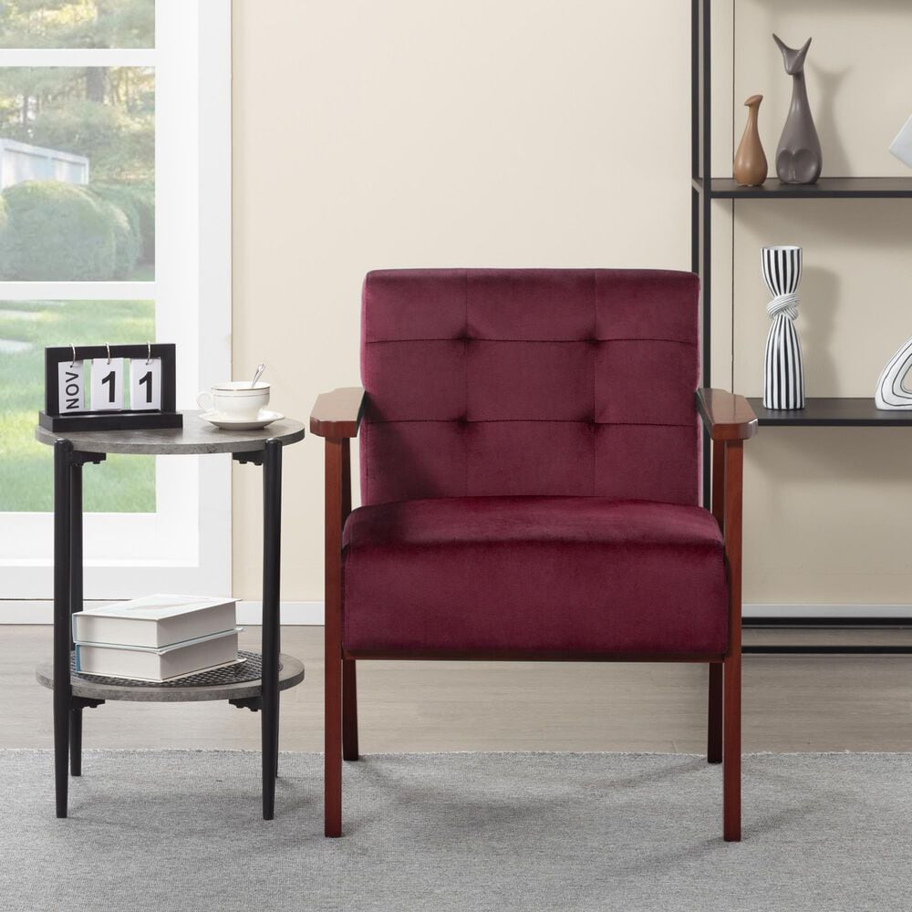 HOMLUX Arm Chair with Tufted Back and High-Density Foam in Rose, , large