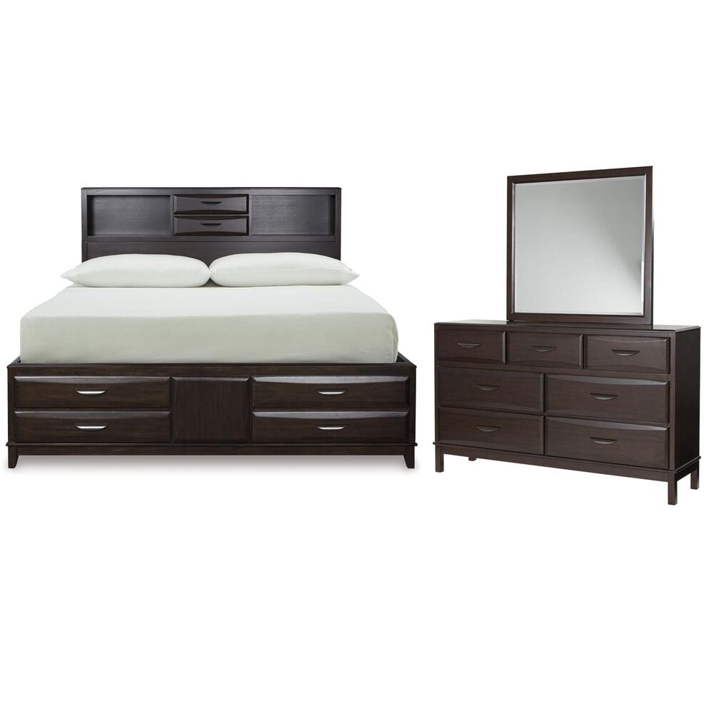 Ashley Vanmore 3-Piece California King Storage Bedroom Set in Dark Brown, , large