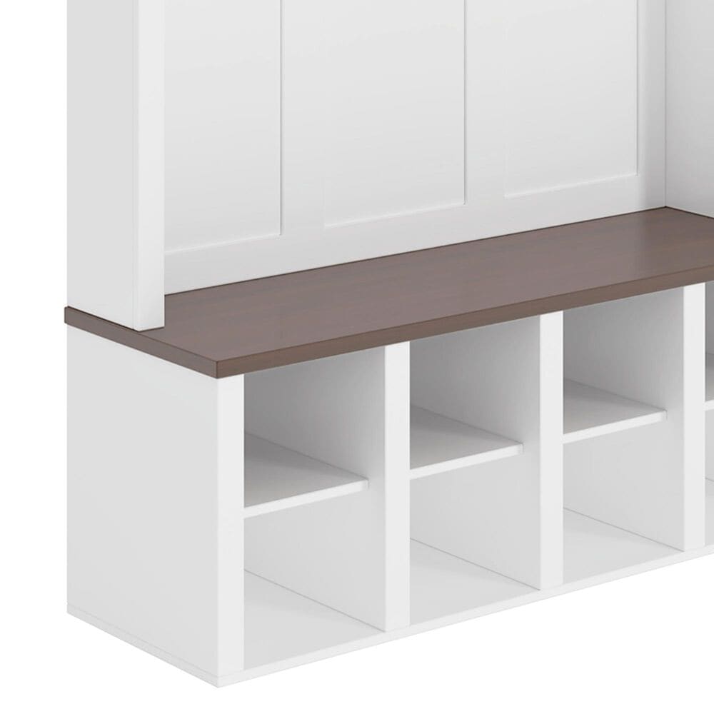 HOMLUX 6-Hook Hall Tree with Cubbies in White, , large