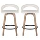 LumiSource Grotto Swivel Counter Stool with White Faux Leather Upholstery in Whitewashed Wood and Black (Set of 2), , large