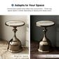 Furniture of America Gleam Round End Table in Antique Brass and White, , large