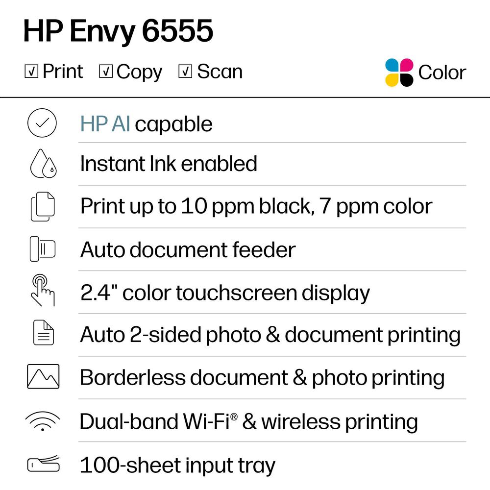 HP Envy 6555 All-in-One Printer in White, , large