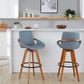 Lumisource Cosmo Swivel Barstool with Grey Cushion in Walnut and Black, , large