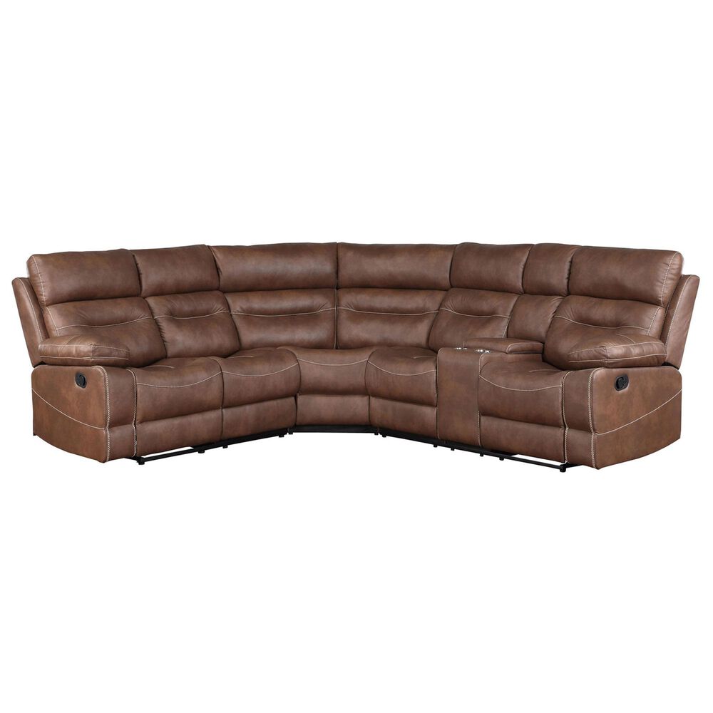 Steve Silver Rudger 3-Piece Manual Reclining Sectional in Chestnut, , large