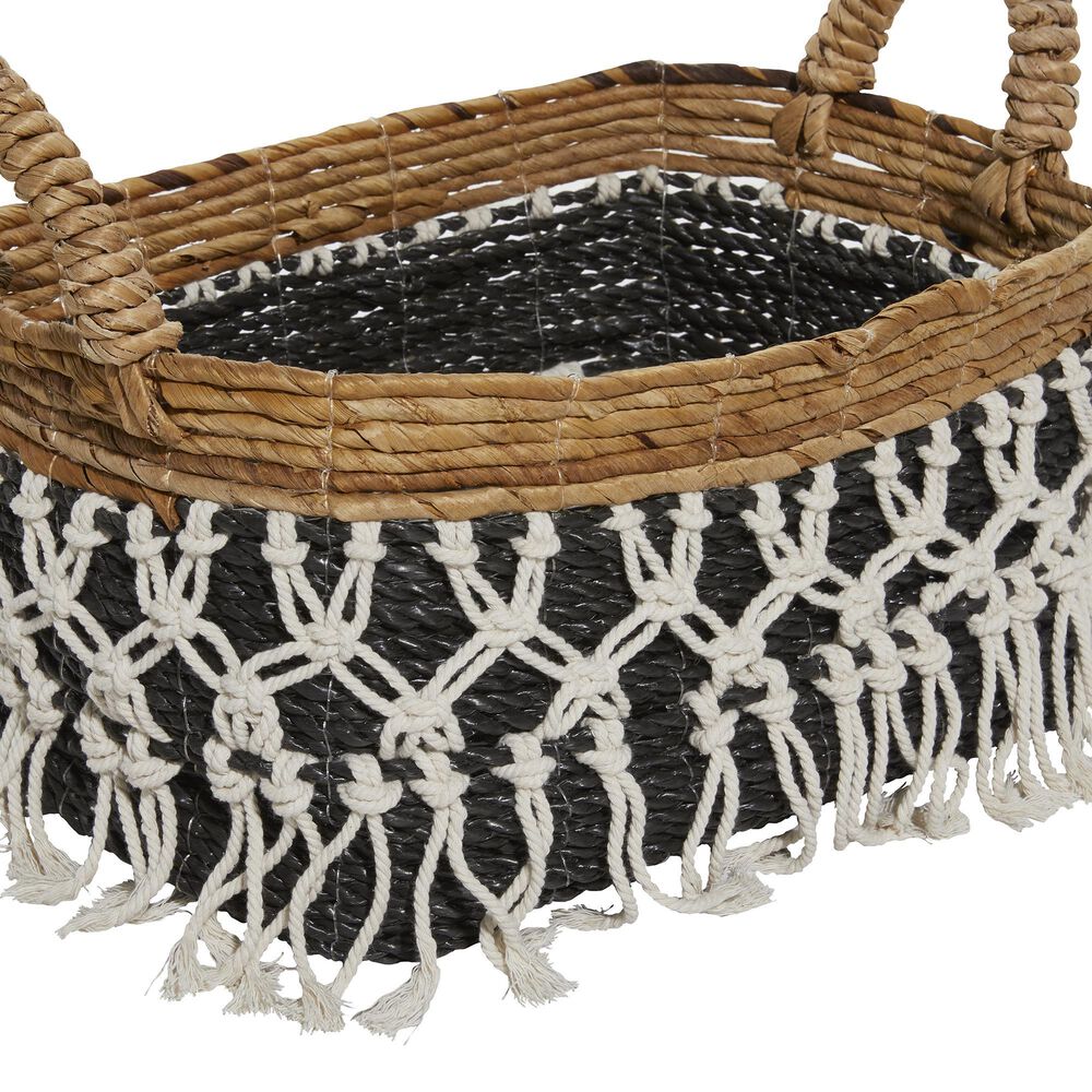 Maple and Jade Bohemian Banana Leaf Storage Basket in Ebony Black and Tawny Brown &#40;Set of 3&#41;, , large