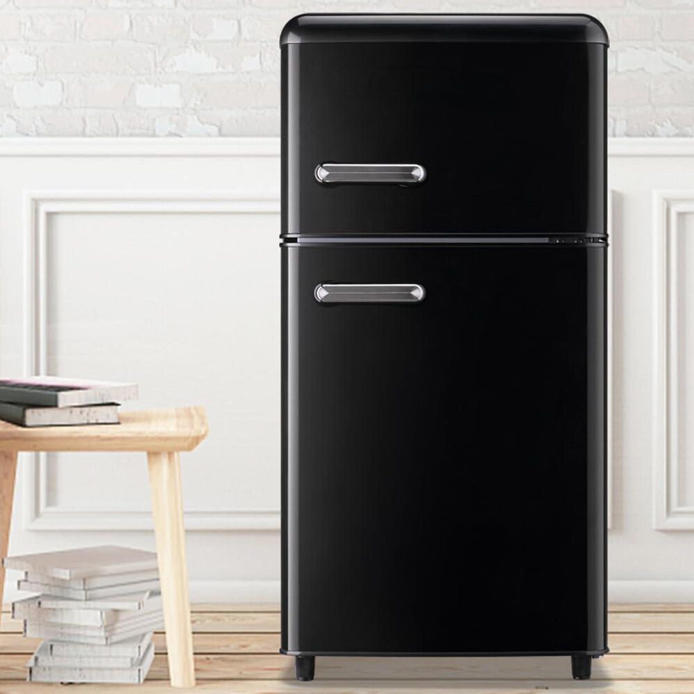HOMLUX 3.5 Cu. Ft. Top Freezer Refrigerator with Dual Doors and Adjustable Shelves in Black, , large