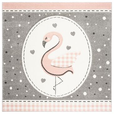 Safavieh Carousel CRK154 4" Square Pink and Ivory Kids  Area Rug, , large