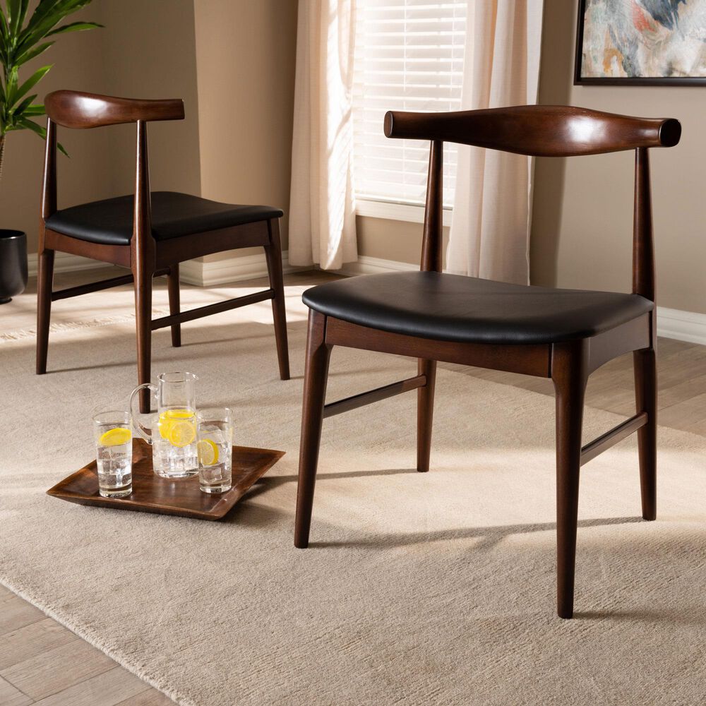 Baxton Studio Eira Side Chair in Dark Walnut (Set of 2), , large