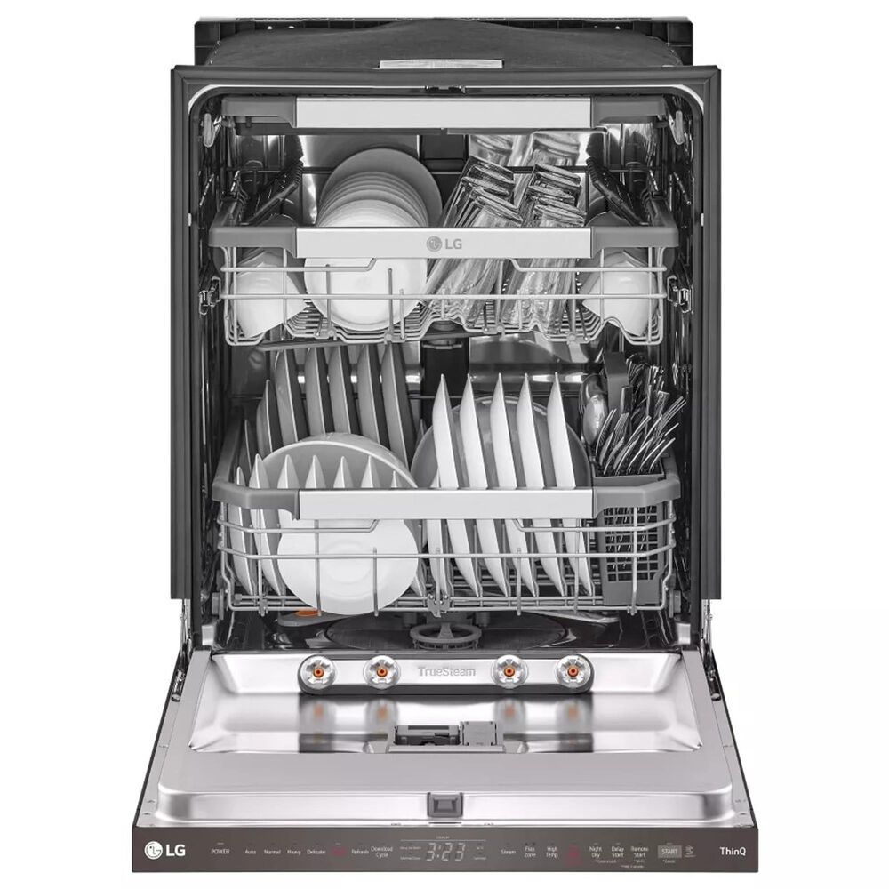 LG 2-Piece Kitchen Package with 30 Cu. Ft. Smart Wi-Fi Enabled Refrigerator and Pocket Handle Dishwasher in Black Stainless Steel, , large