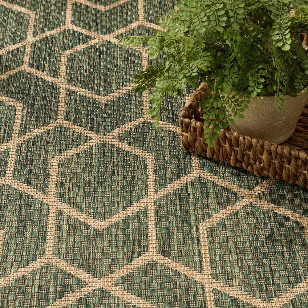 Nourison Horizon HOZ01 Green 5&#39; x 7&#39; Indoor/Outdoor Area Rug, , large