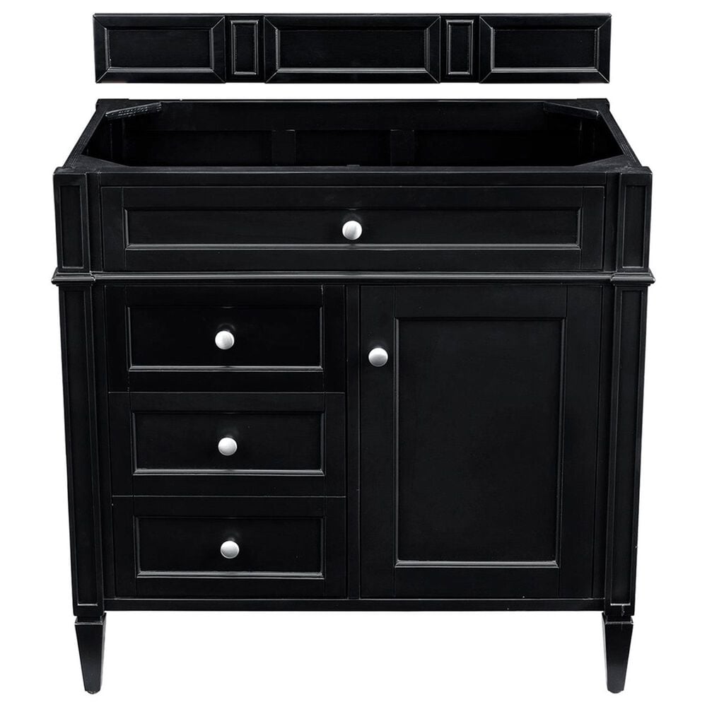 James Martin Vanities Brittany 48&quot; Single Bathroom Vanity in Black Onyx with Single Hole 3 cm White Zeus Quartz Top and Rectangular Sink, , large