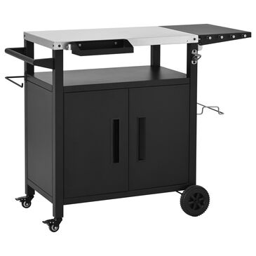 HOMLUX 45" Outdoor Kitchen Island in Black and Stainless Steel, , large