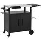 HOMLUX 45" Outdoor Kitchen Island in Black and Stainless Steel, , large