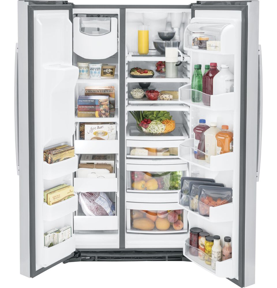 GE Profile 25.3 Cu. Ft. Side-by-Side Refrigerator in Fingerprint Resistant Stainless Steel, , large