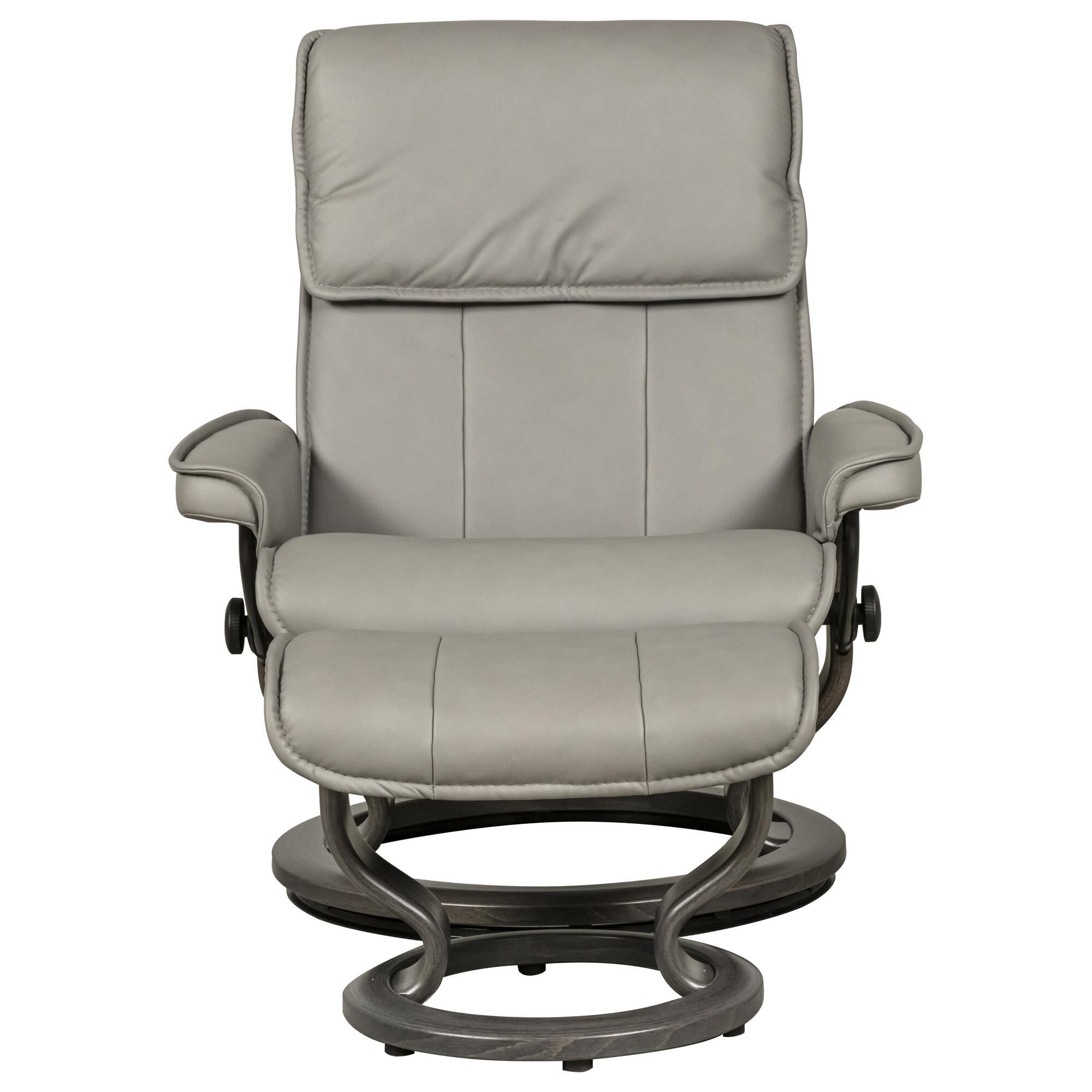 Stressless Admiral Large Classic Base Push Back Recliner in Gray NFM