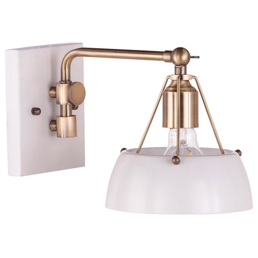 Southern Enterprises Renmarco Wall Sconce in Antique Brass and White, , large