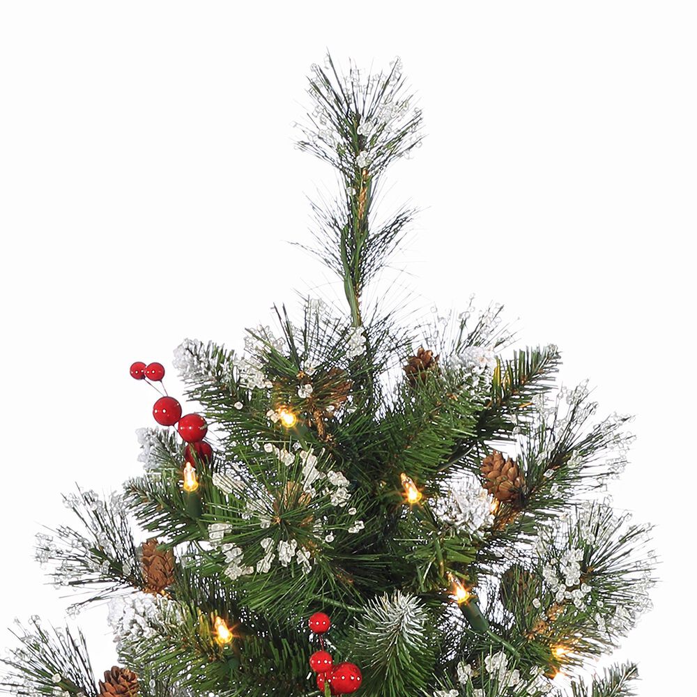 The Gerson Company 4&#39; Potted Pre-Lit Artificial Needle Glacier Pine with White LED Lights in Green, , large