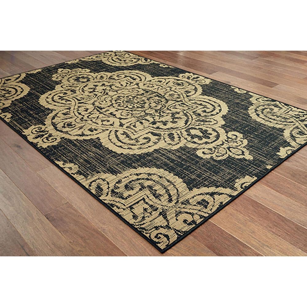 Oriental Weavers Marina 5929K 5&#39;3&quot; x 7&#39;6&quot; Black and Tan Area Rug, , large