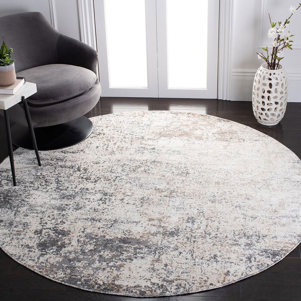 Safavieh Aston ASN705 3&#39; Round Ivory and Grey Area Rug, , large