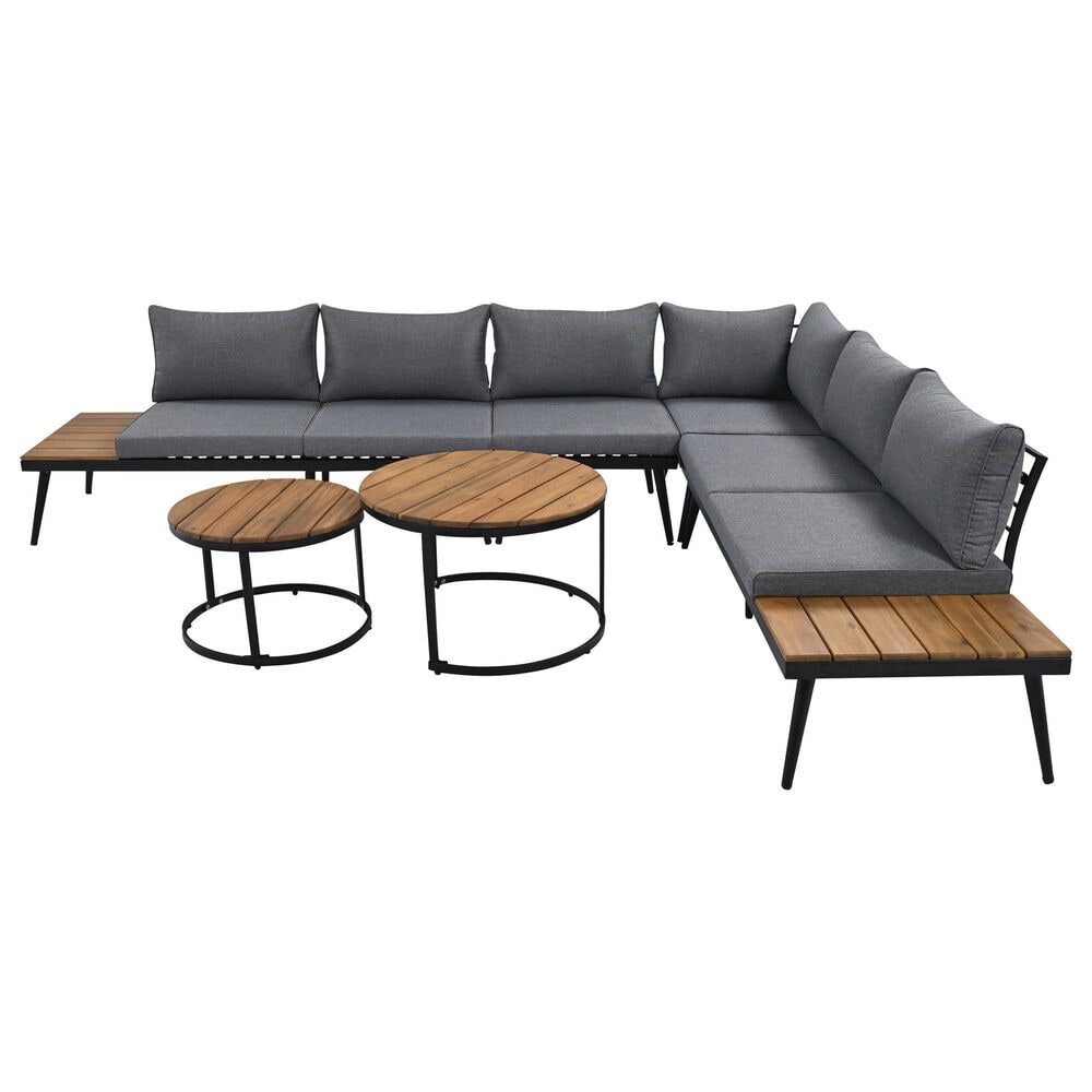 HOMLUX 6-Piece Outdoor Sectional Set in Gray, , large