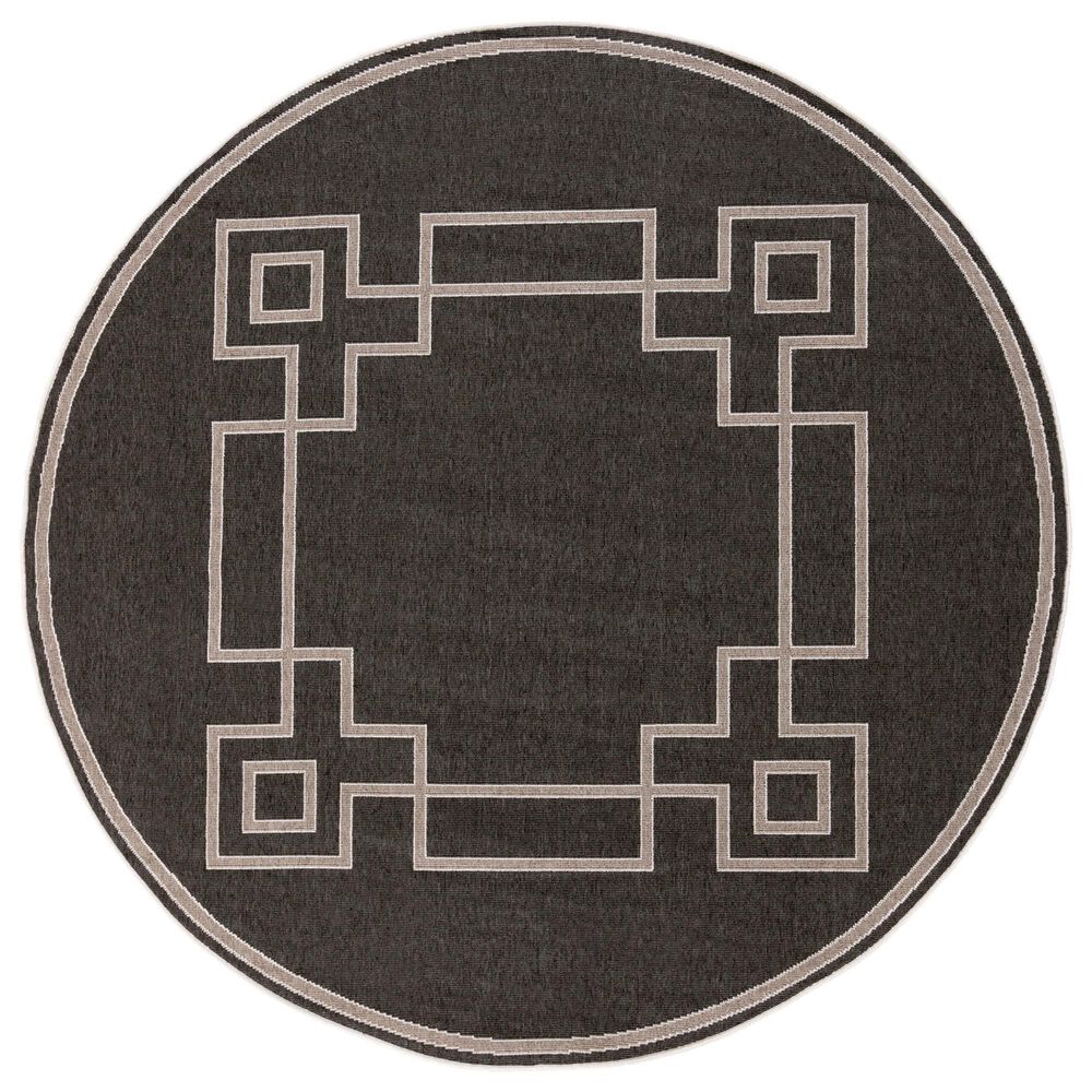 Surya Alfresco 8&#39;10&quot; Round Black, Brown and Beige Indoor/Outdoor Area Rug, , large