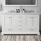 Lexora Home Dukes 60" Double Bathroom Vanity in White with 2 cm White Cultured Marble Top and Rectangular Sinks, , large